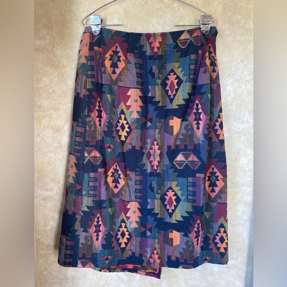 VTG 80s Diamond L WesternWear Native Inspired Design Jacket Wrap Skirt Set 15/16 - Picture 7 of 10
